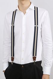 Suitable Luxe Suspenders Navy Stripe Beige