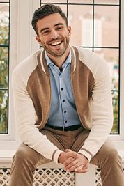 Suitable Cardigan Max Varsity Woolmix Beige