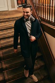 Suitable Hirsch Coat Wool Blend Navy