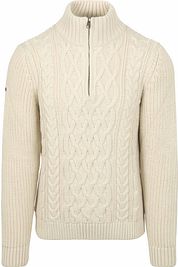 Superdry Half Zip Pullover Jacob Cable Ecru