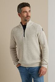 Vanguard Pullover Knitted Half Zip Beige