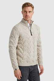 Vanguard Pullover Half Zip Structure Wool Blend Ecru