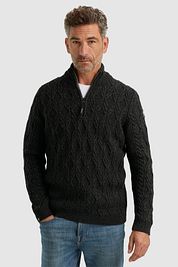 Vanguard Pullover Half Zip Heavy Knit Black