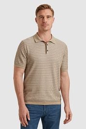 Vanguard Polo Shirt Knitted Checks Beige