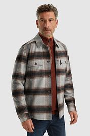 Vanguard Overshirt Brushed Wool Blend Checks Grey