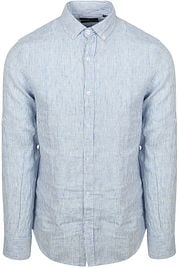 Steppin' Out Shirt Linen Stripes Light Blue