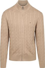 Tommy Hilfiger Cardigan Zip Cable Beige