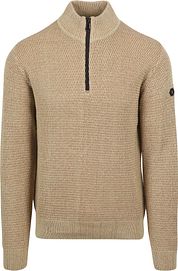 No Excess Half Zip Pullover Structure Melange Beige