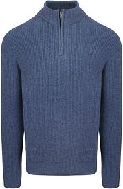 Steppin' Out Half Zip Pullover Lambswool Mid Blue