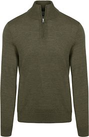 King Essentials The Michael Half Zip Pull Army Merino Groen