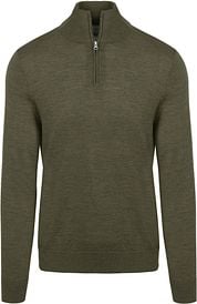 King Essentials The Michael Half Zip Pull Army Merino Green