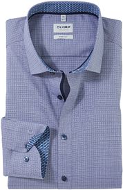 OLYMP Shirt Level 5 Print Blue Extra Long Sleeves