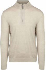 Profuomo Half Zip Pullover Merino Wool Beige 