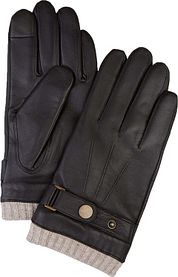 Profuomo Gloves Wool Brown Leather 