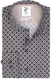 R2 Shirt Camel Flower Print Navy