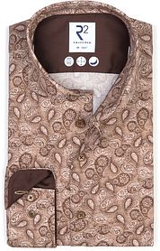 R2 Shirt Stretch Paisley Beige