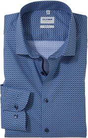 OLYMP Shirt Level 5 Print Mid Blue
