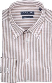 Ledub Shirt Linen Striped Beige 