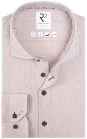 R2 Knitted Travel Shirt Herringbone Beige