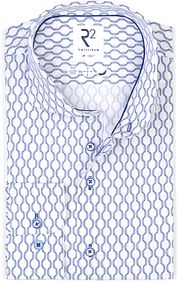 R2 Poplin Shirt Print Blue