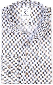 R2 Poplin Shirt Extra Long Sleeves Print Multicolor
