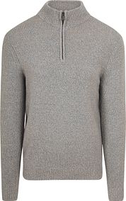Suitable Half Zip Pullover Boiled Wool Grey