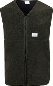 KnowledgeCotton Apparel Vest Teddy Fleece Dark Green