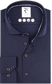 R2 Knitted Travel Shirt Herringbone Navy