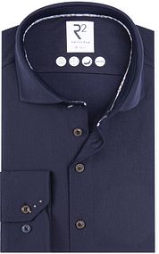 R2 Knitted Travel Shirt Herringbone Navy