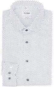 OLYMP Shirt Level 5 Print White Extra Long Sleeves