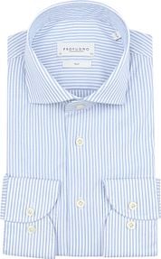 Profuomo Shirt Extra Long Sleeve Travel Stripes Light Blue