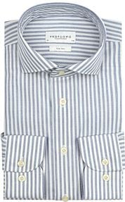 Profuomo Shirt Peached Stripes Flanel Blue