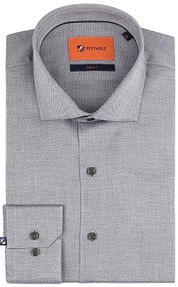Suitable Shirt Extra Long Sleeves Dobby Point Grey