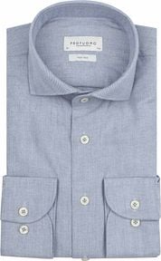 Profuomo Shirt Peached Herringbone Flanel Blue