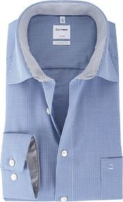 Olymp Luxor Shirt Blue Check Comfort Fit