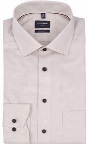Olymp Luxor Shirt Pied De Poule Ecru