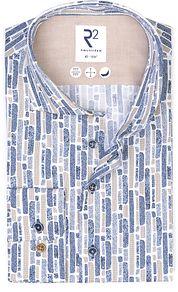 R2 Shirt Poplin Print Blue