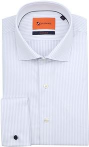 Suitable Shirt Twill Double Cuff Print White