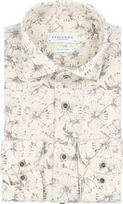 Profuomo Shirt Floral Print Beige 