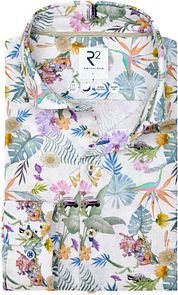 R2 Shirt Linen/Cotton Flower Print Multicolour