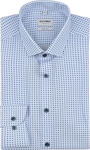 Olymp Level 5 Shirt Stretch Print Light Blue