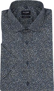 OLYMP Short Sleeve Shirt Luxor Print Navy