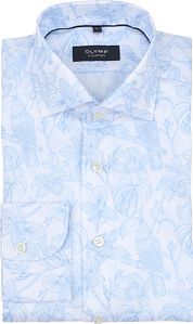 Olymp Signature Twill Shirt Print Light Blue