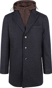 Suitable Hood Coat Navy Brown