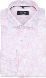 Olymp Signature Twill Shirt Print Light Pink