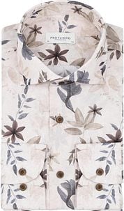 Profuomo Shirt Floral Print Beige