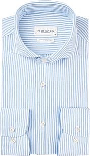 Profuomo Shirt Japanese Knitted Blue Stripes