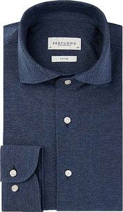 Profuomo Shirt Knitted Slim Fit Indigo Blue