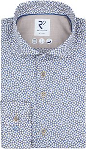 R2 Shirt Print Coffee Cups Blue
