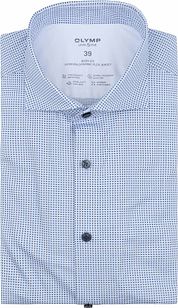 Olymp Level 5 Shirt Stretch Extra Long Sleeves Print Blue
